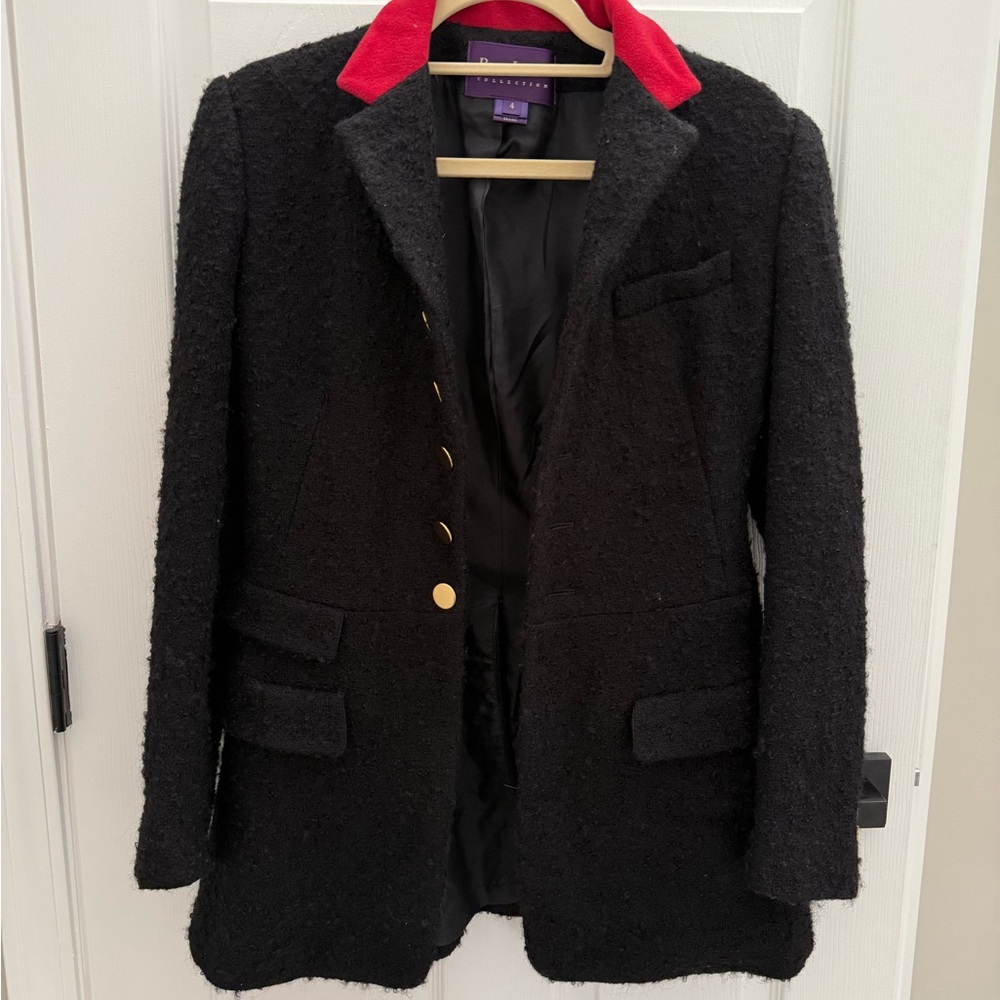 Vintage Ralph Lauren Wool Jacket with Red Collar